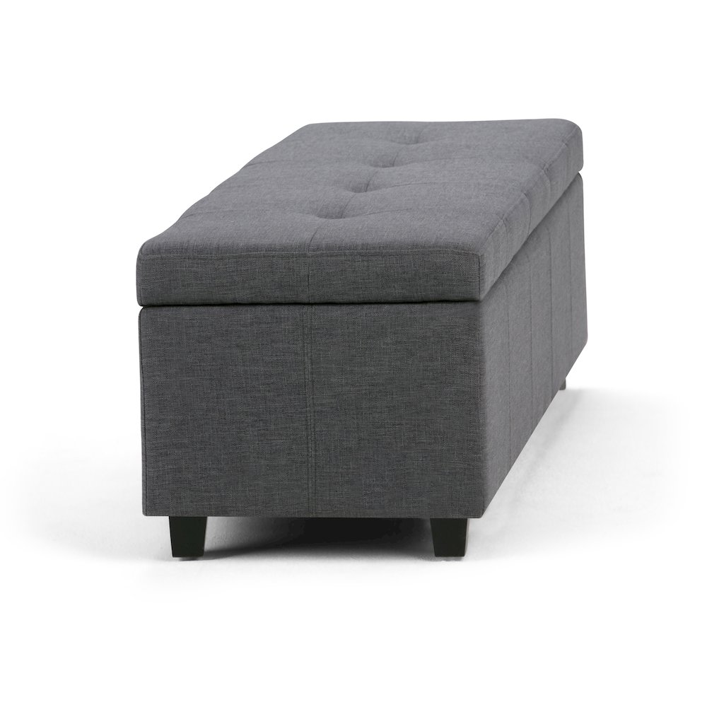 Castleford Storage Ottoman In Slate Grey Linen Look Fabric. Picture 4