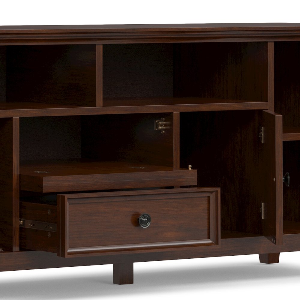 Amherst 72 inch Wide Solid Wood Transitional TV Stand in Russet Brown. Picture 4
