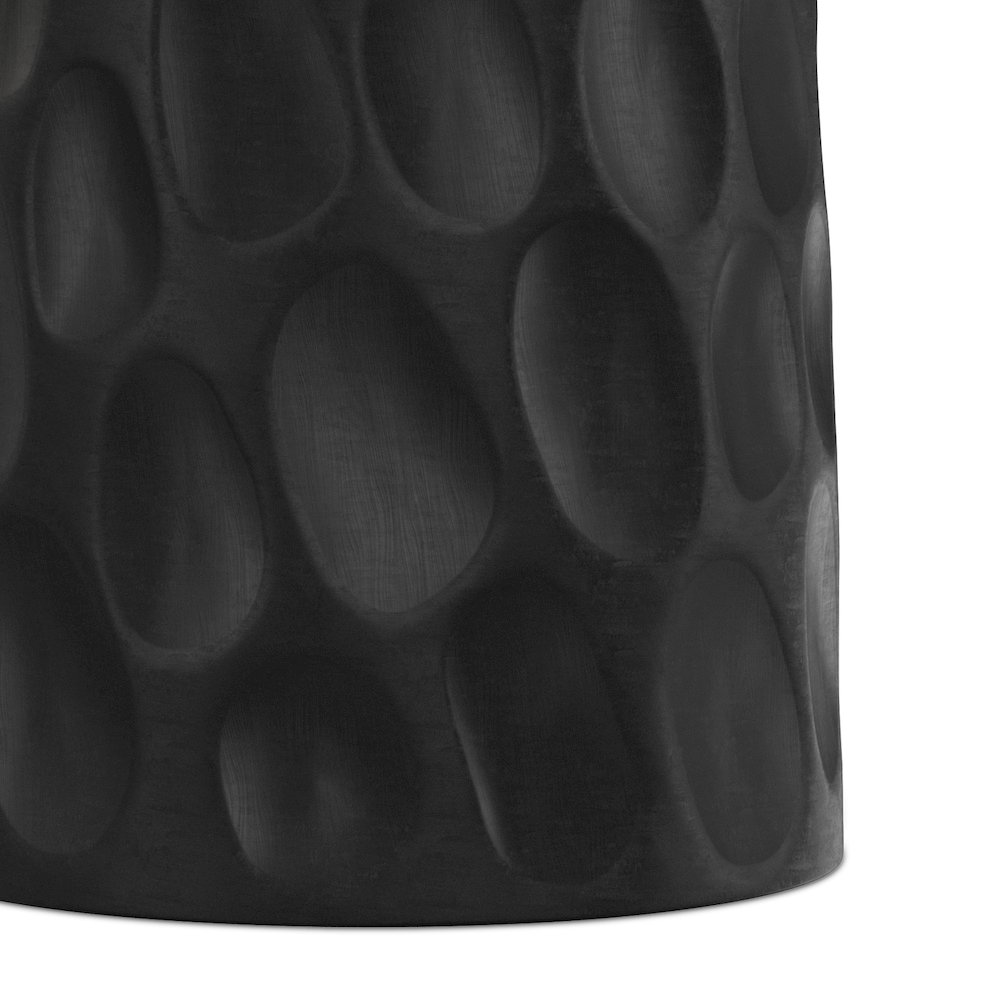 Boyd 13 inch Wide Solid Mango Contemporary V-Chisel Accent Table in Black. Picture 6
