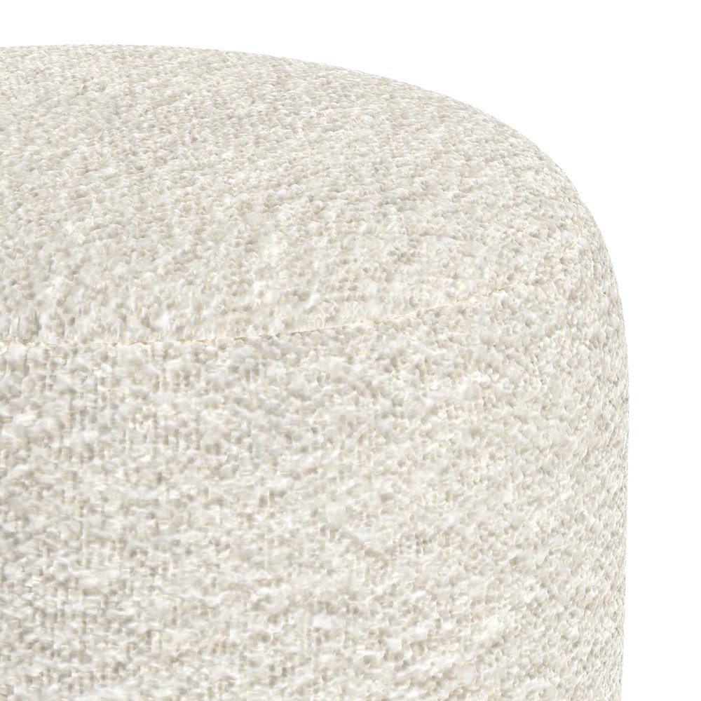 Chantal 18 inch Wide Contemporary Pouf in White Boucle Fabric. Picture 4
