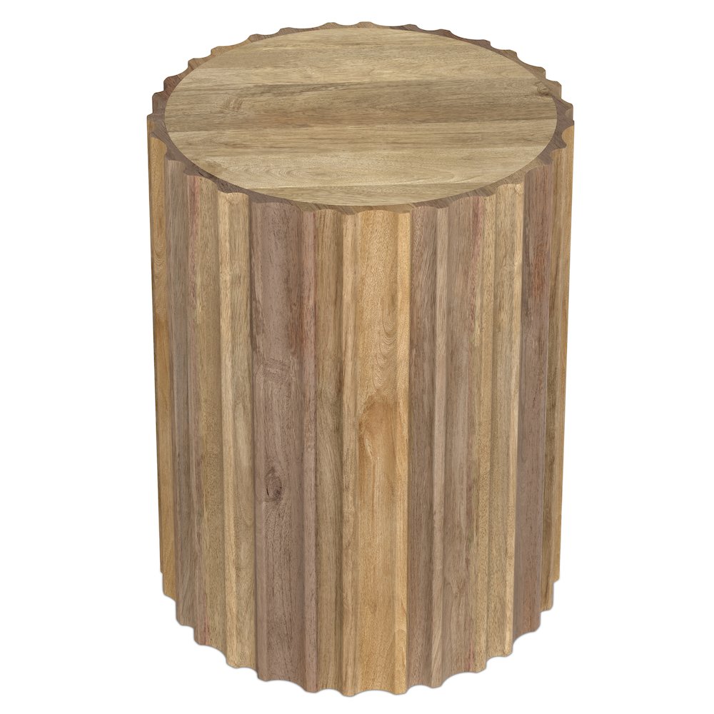 Rolf 16 Inch Wide Solid Mango Boho Contemporary End Table In Natural. Picture 2