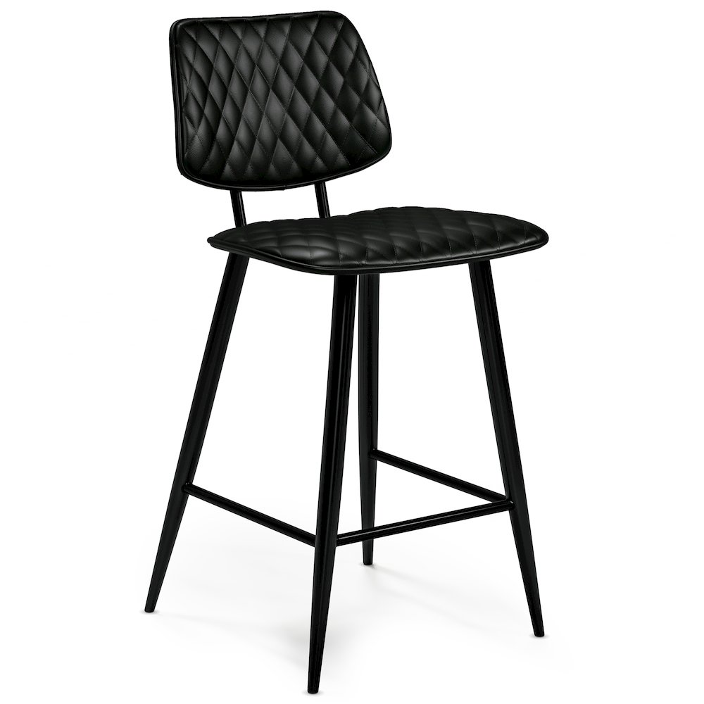 Raya Counter Height Stool (Set Of 2) In Black Vegan Faux Leather. Picture 4