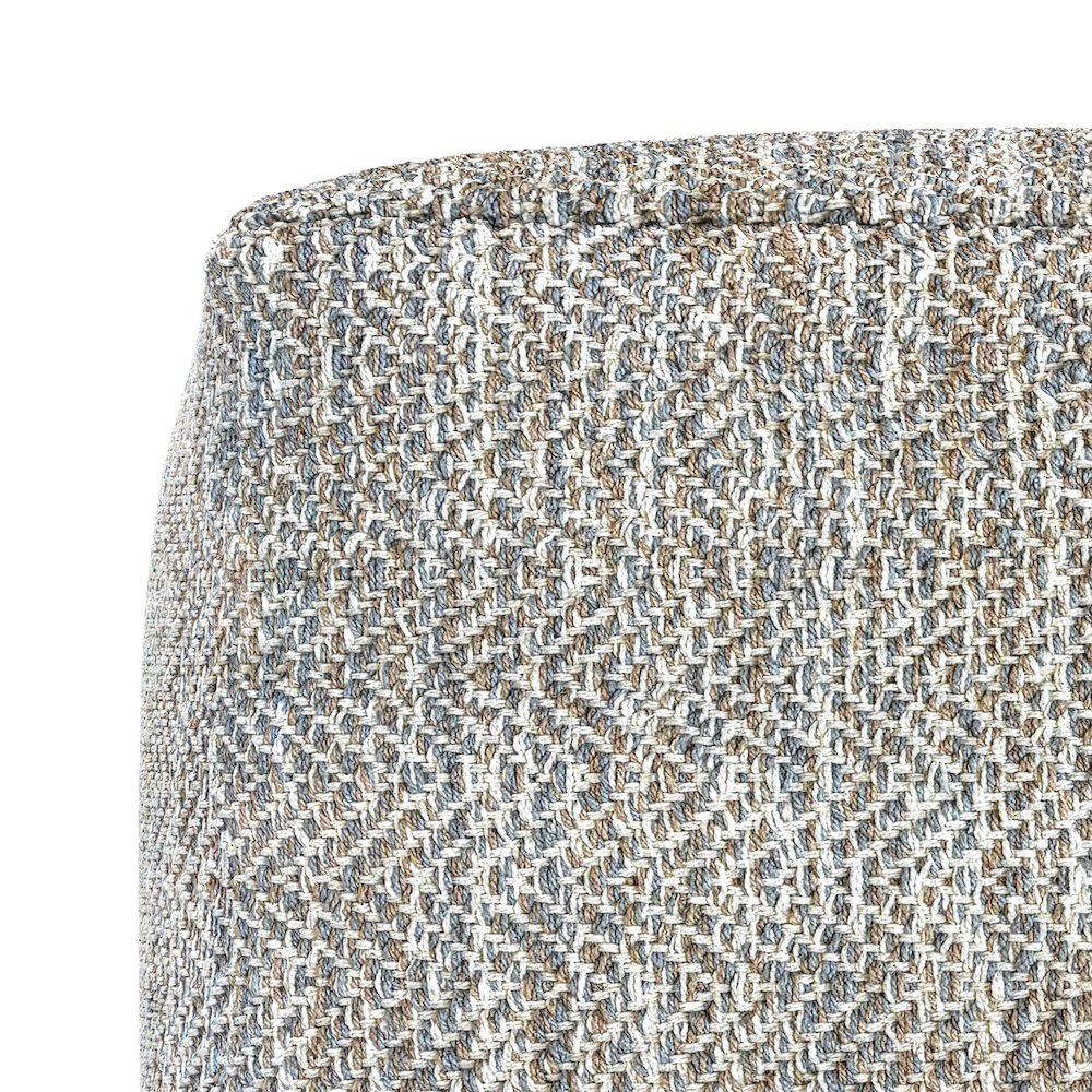 Nate 18 inch Wide Boho Square Pouf in Grey Mélange Cotton. Picture 5