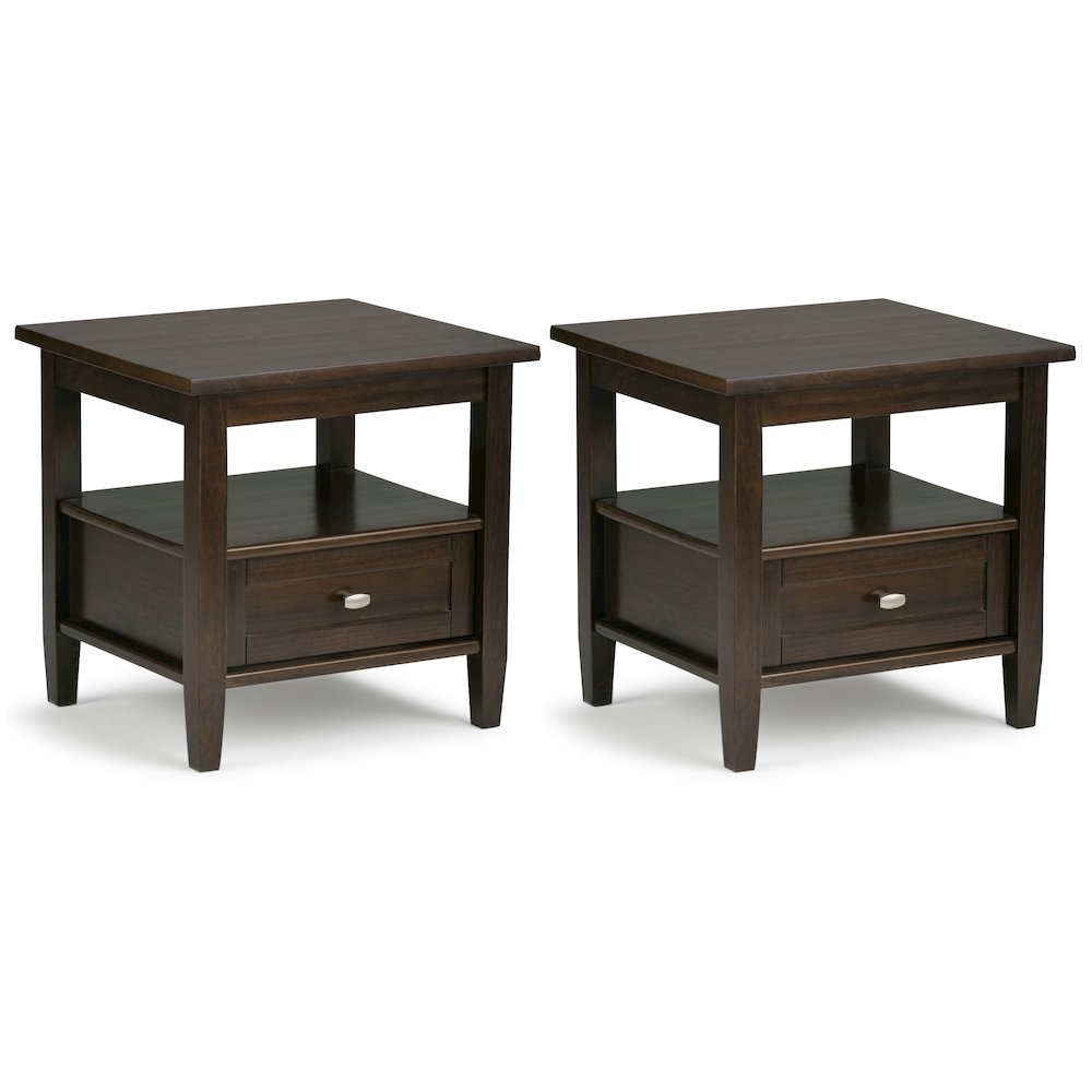 20 inch Solid Wood Transitional End Table in Tobacco Brown (Set of 2). Picture 1