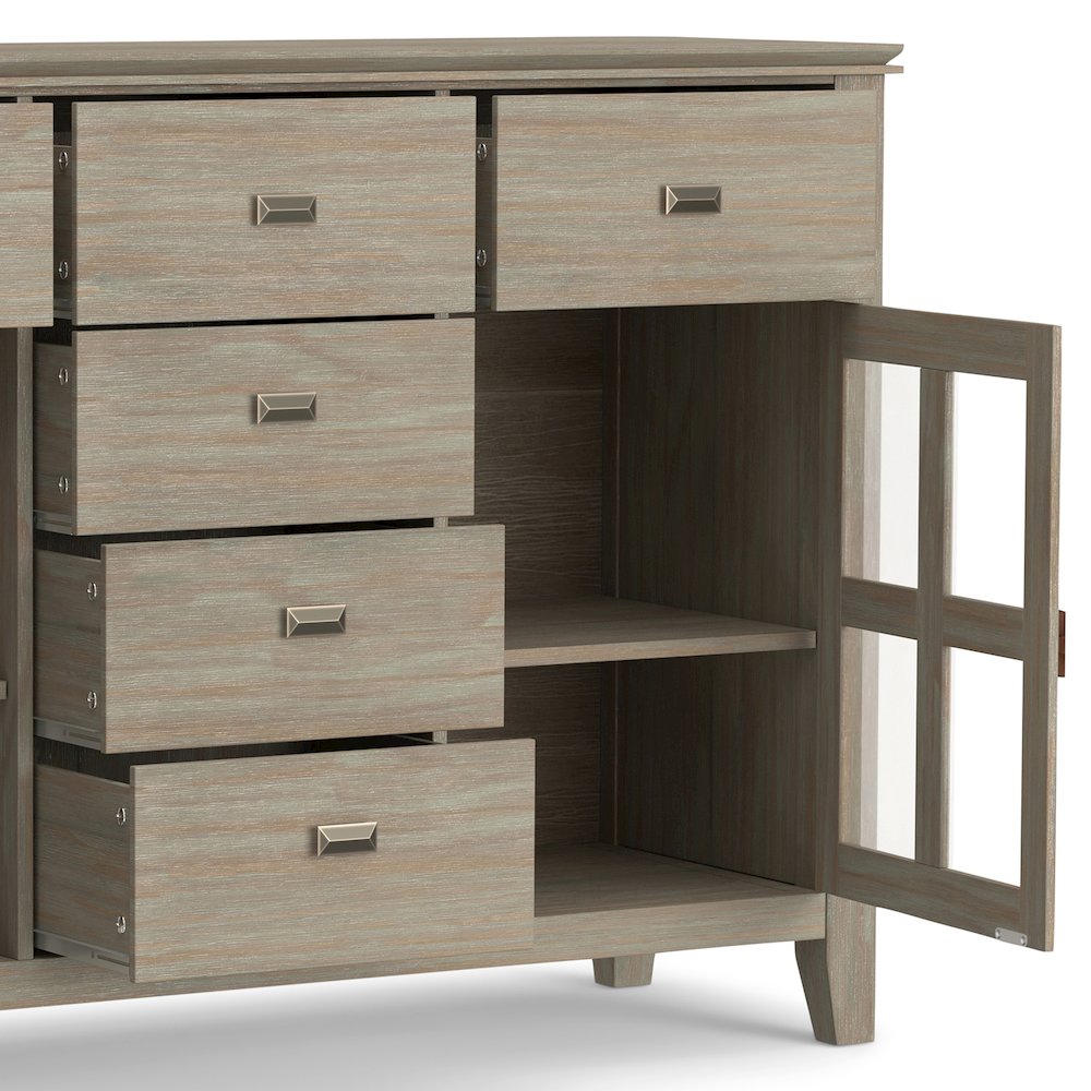 Artisan Solid Wood Sideboard Buffet In Distressed Grey. Picture 4