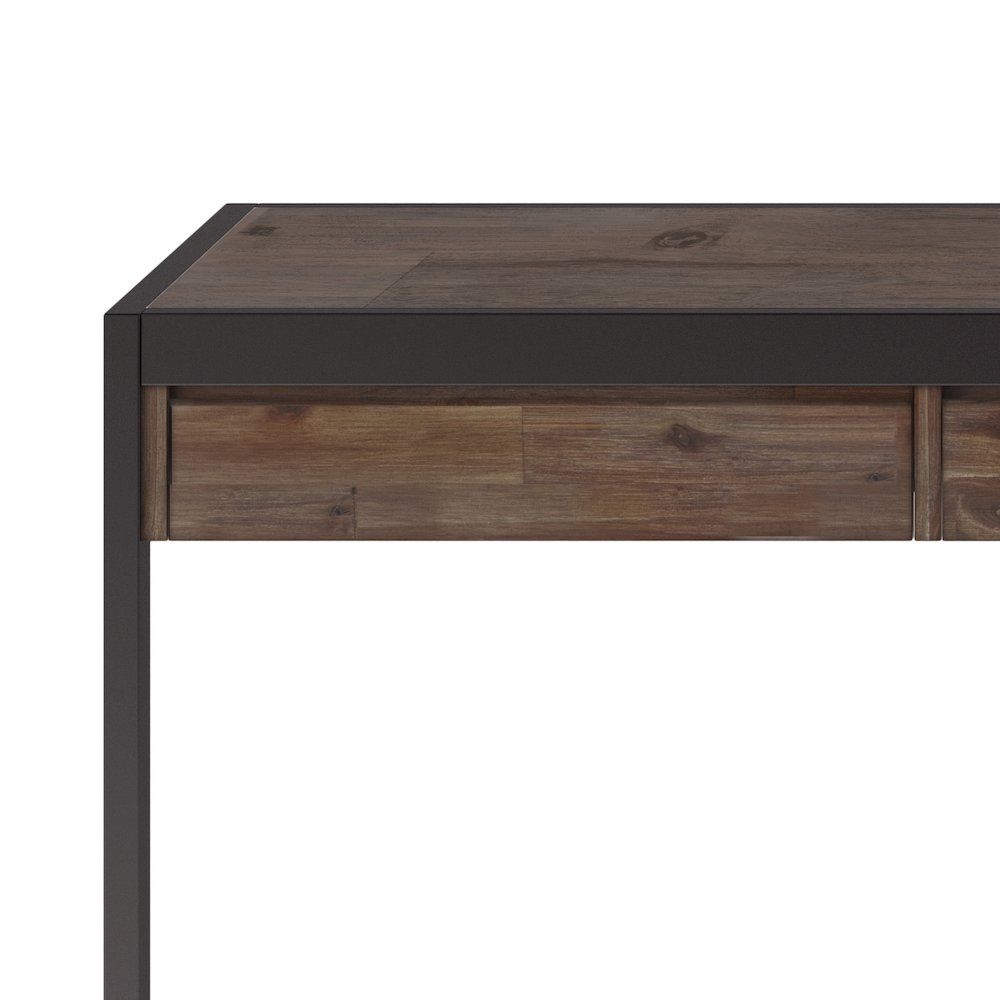Erina Solid Acacia Wood Large Desk In Rustic Natural Aged Brown. Picture 2