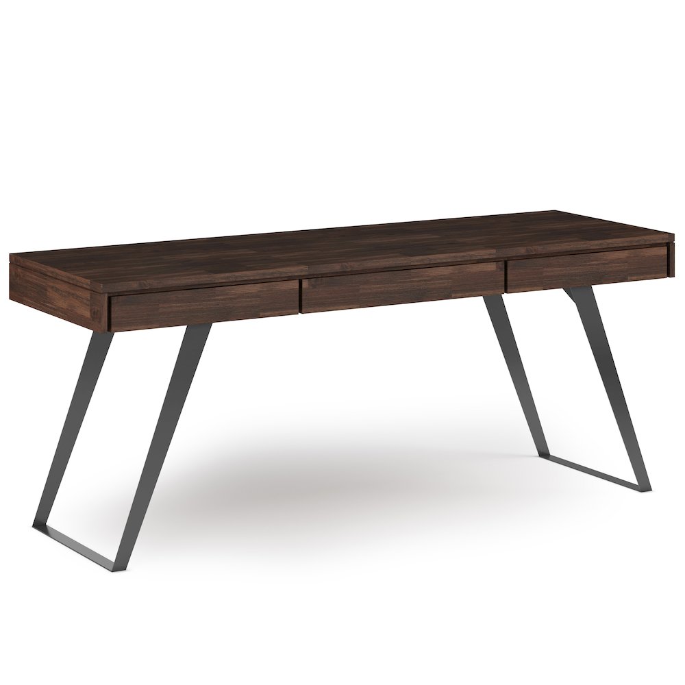 Lowry Solid Acacia Wood Large Desk In Distressed Charcoal Brown. Picture 1