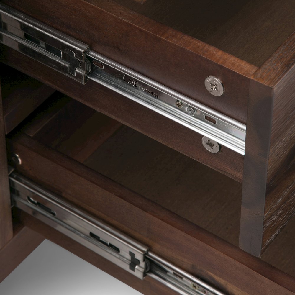 Lowry Solid Acacia Wood Sideboard Buffet In Distressed Charcoal Brown. Picture 3