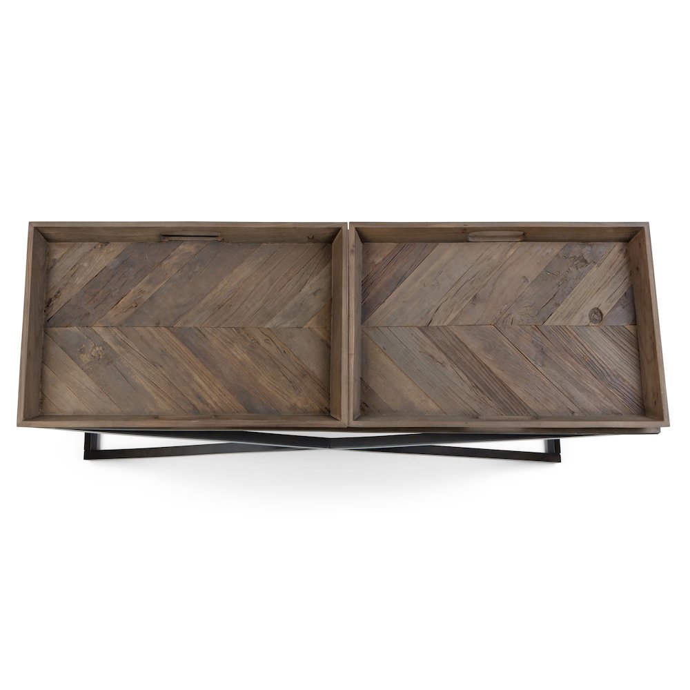 Damien SOLID AGED ELM WOOD Console Table in Distressed Natural Elm. Picture 5