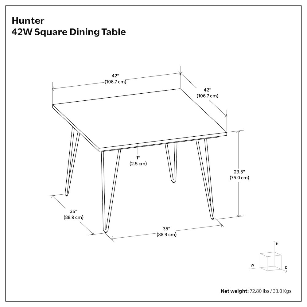 Hunter Solid Mango Wood 42 Inch Square Dining Table In Natural. Picture 12