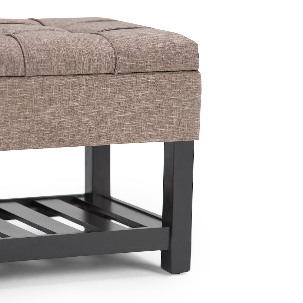 Saxon Solid Hardwood Storage Ottoman Bench In Fawn Brown. Picture 4