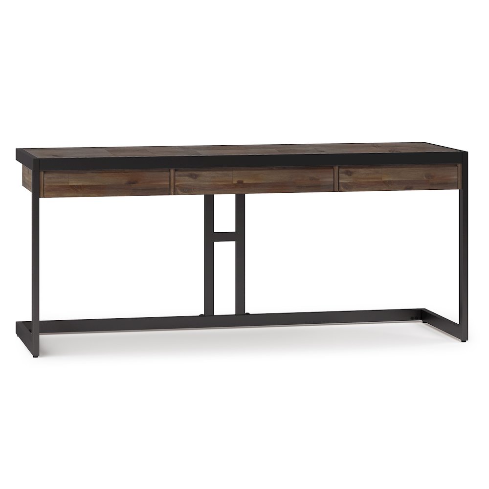 Erina Solid Acacia Wood Large Desk In Rustic Natural Aged Brown. Picture 1