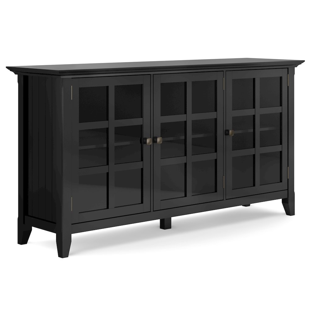 Acadian Solid Wood Wide Storage Cabinet In Black. Picture 1