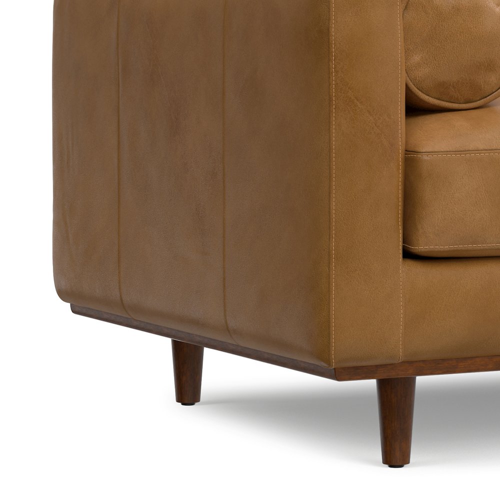 43 Inch Wide Mid-Century Modern Accent Chair In Sienna Top Grain Genuine Leather. Picture 6