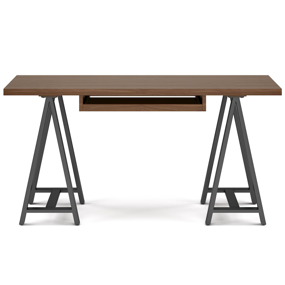Sawhorse Solid Walnut Veneer and Metal Desk. Picture 2