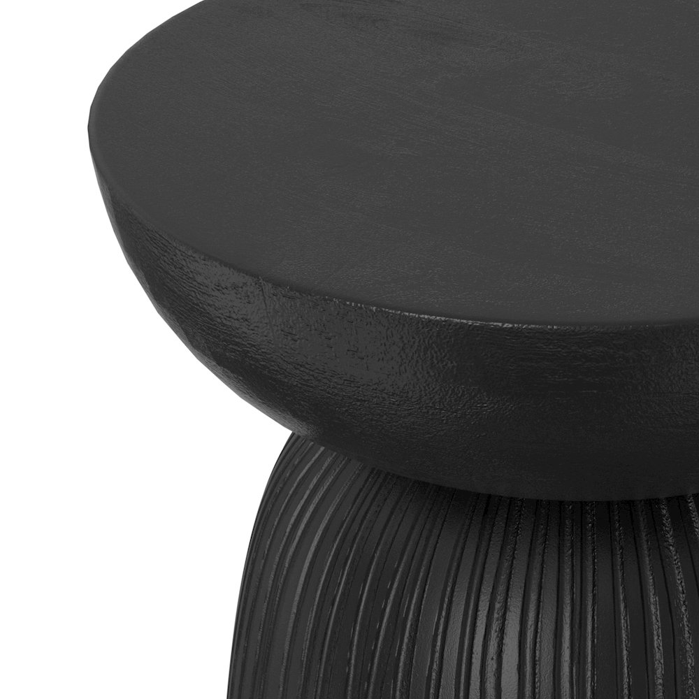Boyd 13 inch Wide Solid Mango Contemporary Line Accent Table in Black. Picture 5