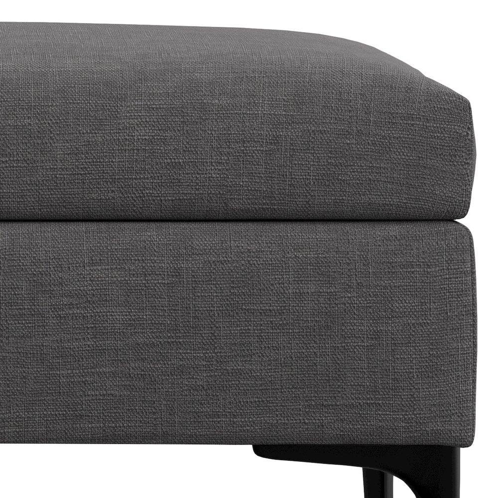 Coffee Table Storage Ottoman With Lift Up Lid In Slate Grey Polyester Linen Look. Picture 5