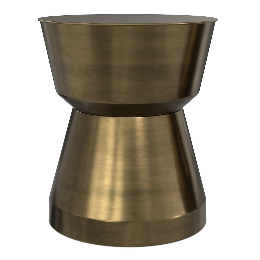 Allegra 16 inch Wide Modern Metal Side Table in Antique Brass Iron, Assembled. Picture 2