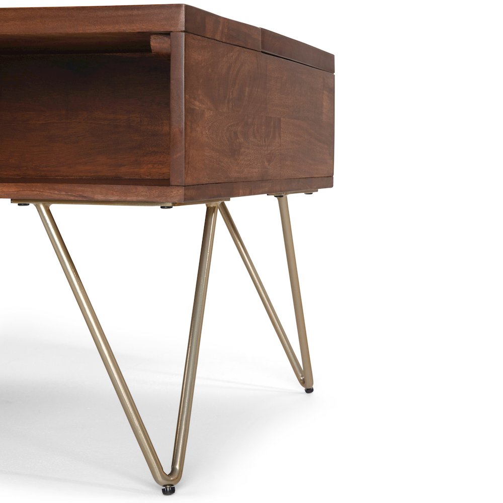 Hunter Solid Mango Wood Lift Top Coffee Table In Umber Brown. Picture 3