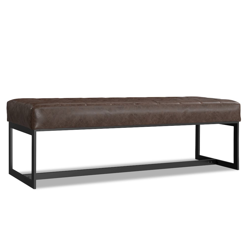 Penelope Leather Ottoman Bench In Brown Genuine Leather. Picture 1