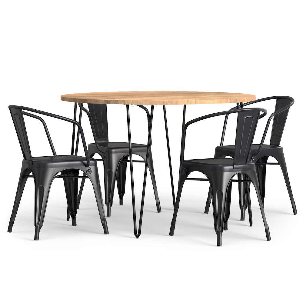 5 Piece Dining Set In Distressed Black And Silver. Picture 2