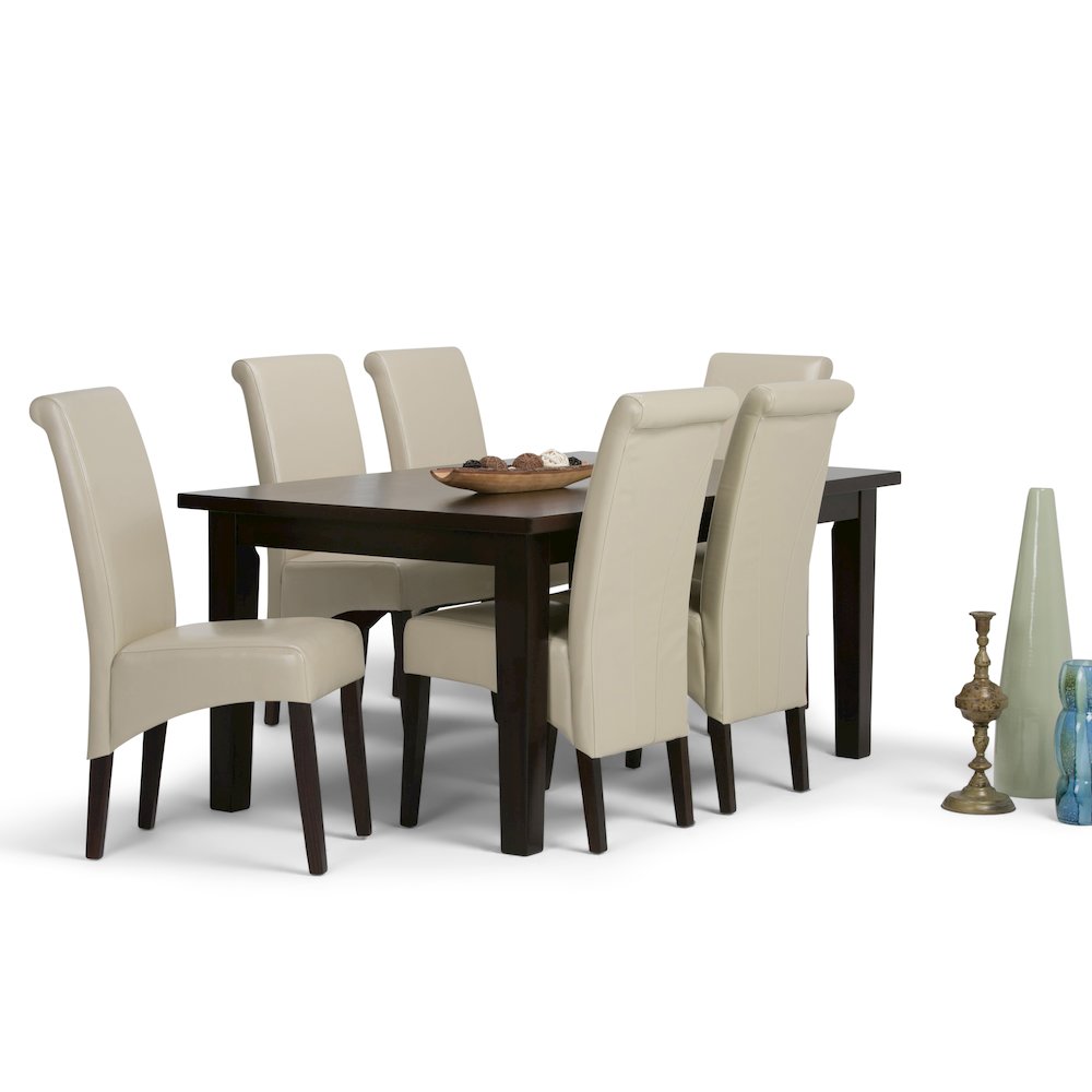 Avalon Solid Hardwood 7 Piece Dining Set In Satin Cream. Picture 5