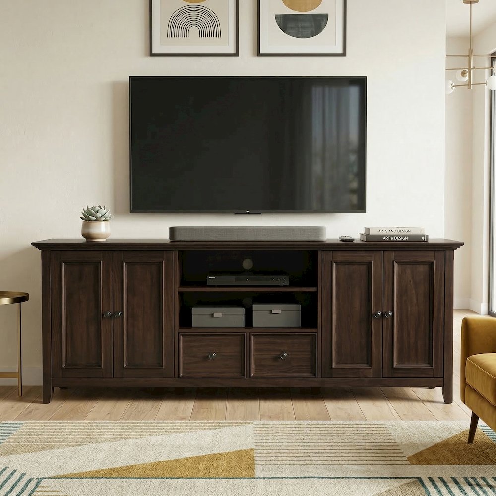 Amherst 84 inch Wide Solid Wood Transitional TV Stand For TVs up to 90 inches. Picture 2