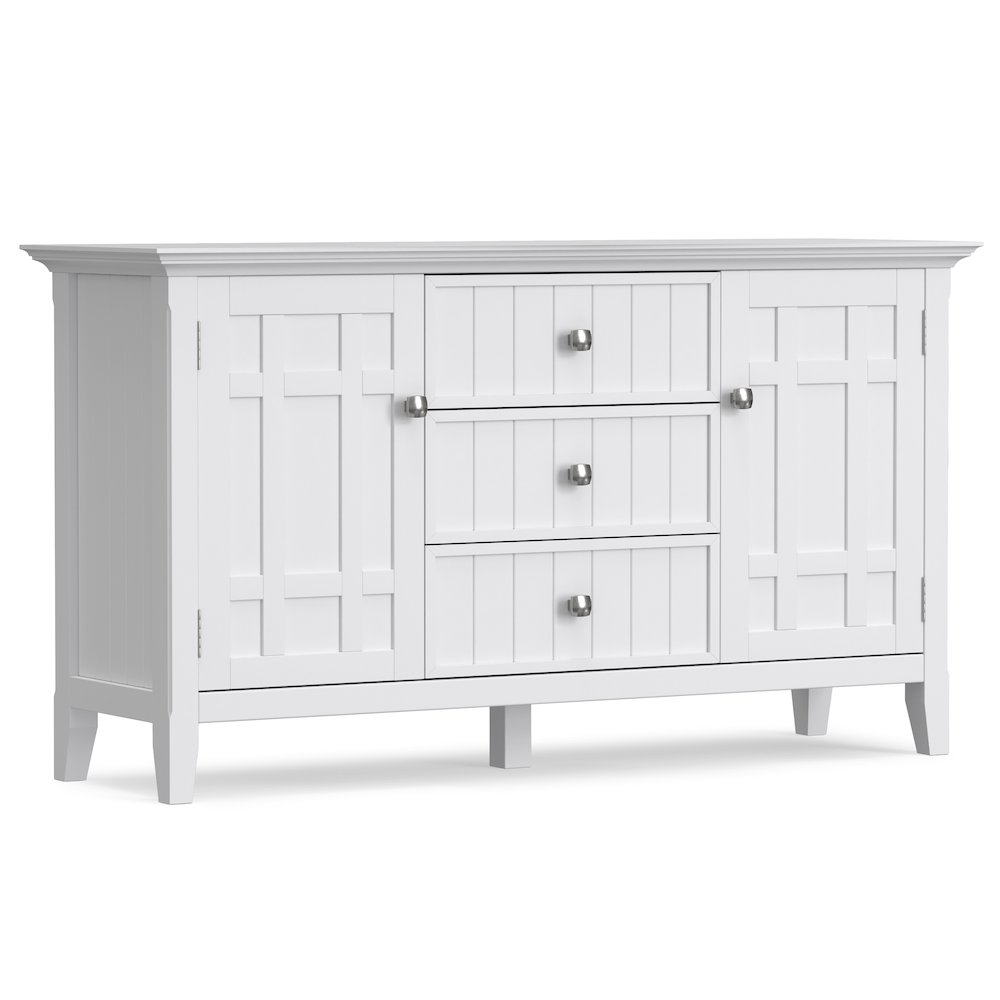 Bedford 54 inch Wide Solid Wood Transitional Sideboard Buffet in White. Picture 1