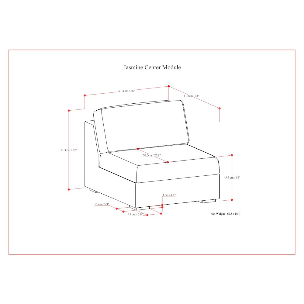 Jasmine Center Armless Sofa Module In Velvety Chenille Performance Fabric. Picture 6