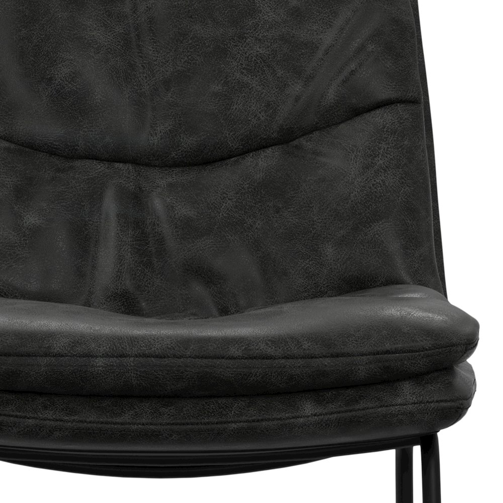 Modern Bar Stool (Set Of 2) In Distressed Charcoal Grey Vegan Faux Leather. Picture 6