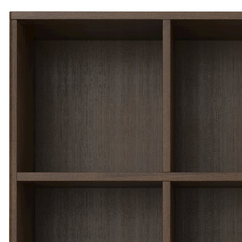 Harper SOLID HARDWOOD Low 6 Cube Storage with Drawers in Walnut Brown. Picture 10