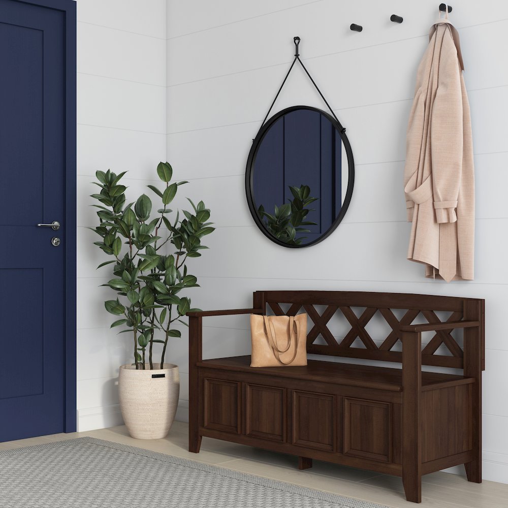 Amherst Solid Wood Entryway Storage Bench In Natural Aged Brown. Picture 5