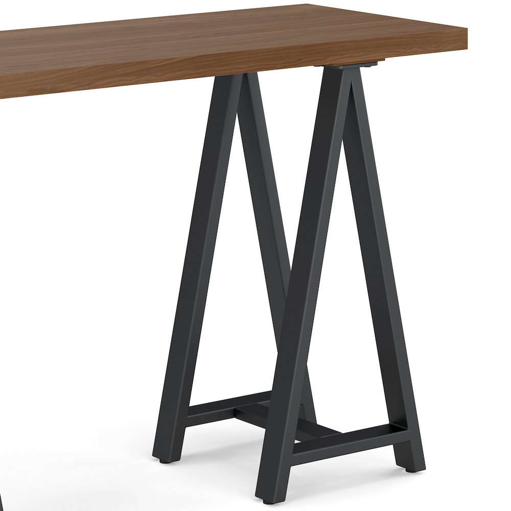 Sawhorse Solid Wood Solid Walnut Veneer and Metal Console Sofa Table in Walnut. Picture 5