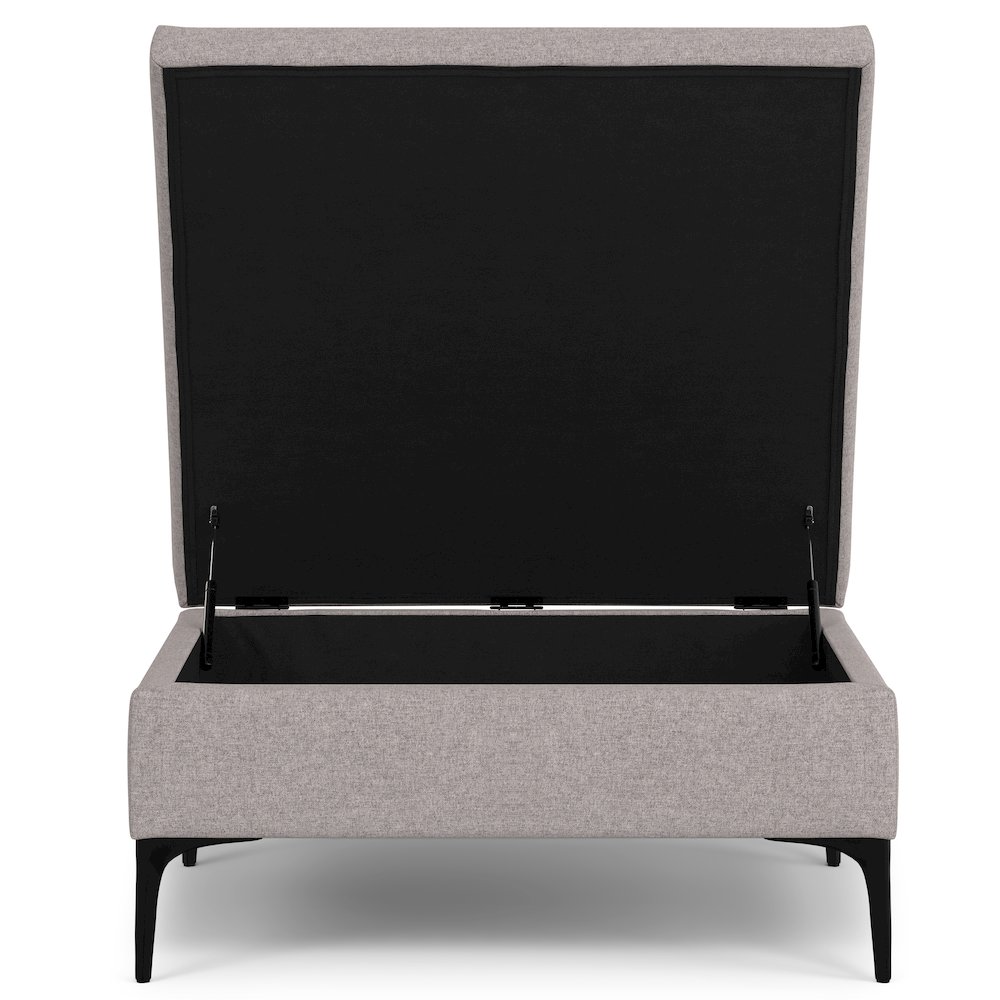 Coffee Table Storage Ottoman With Lift Up Lid In Cloud Grey Polyester Linen. Picture 2