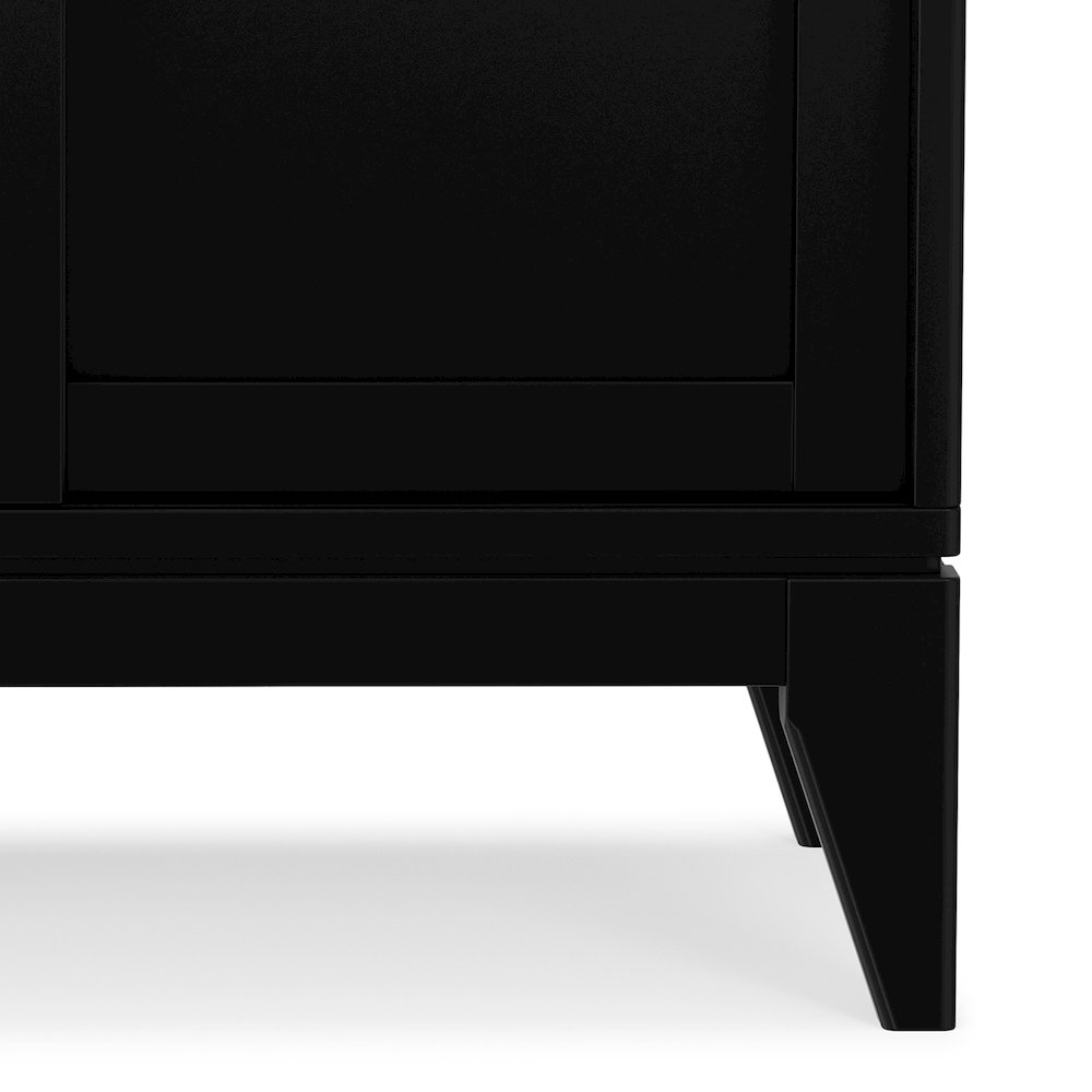 30 inch Wide Solid Hardwood Mid-Century Modern Low Storage Cabinet in Black. Picture 3