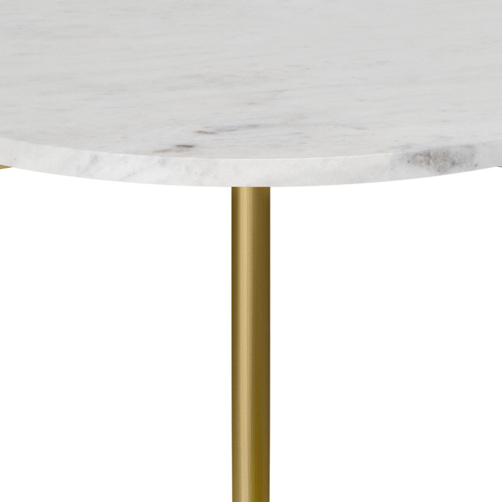 18 inch Round Mid-Century Genuine Marble & Solid Acacia Side Tables(Set of 2). Picture 2