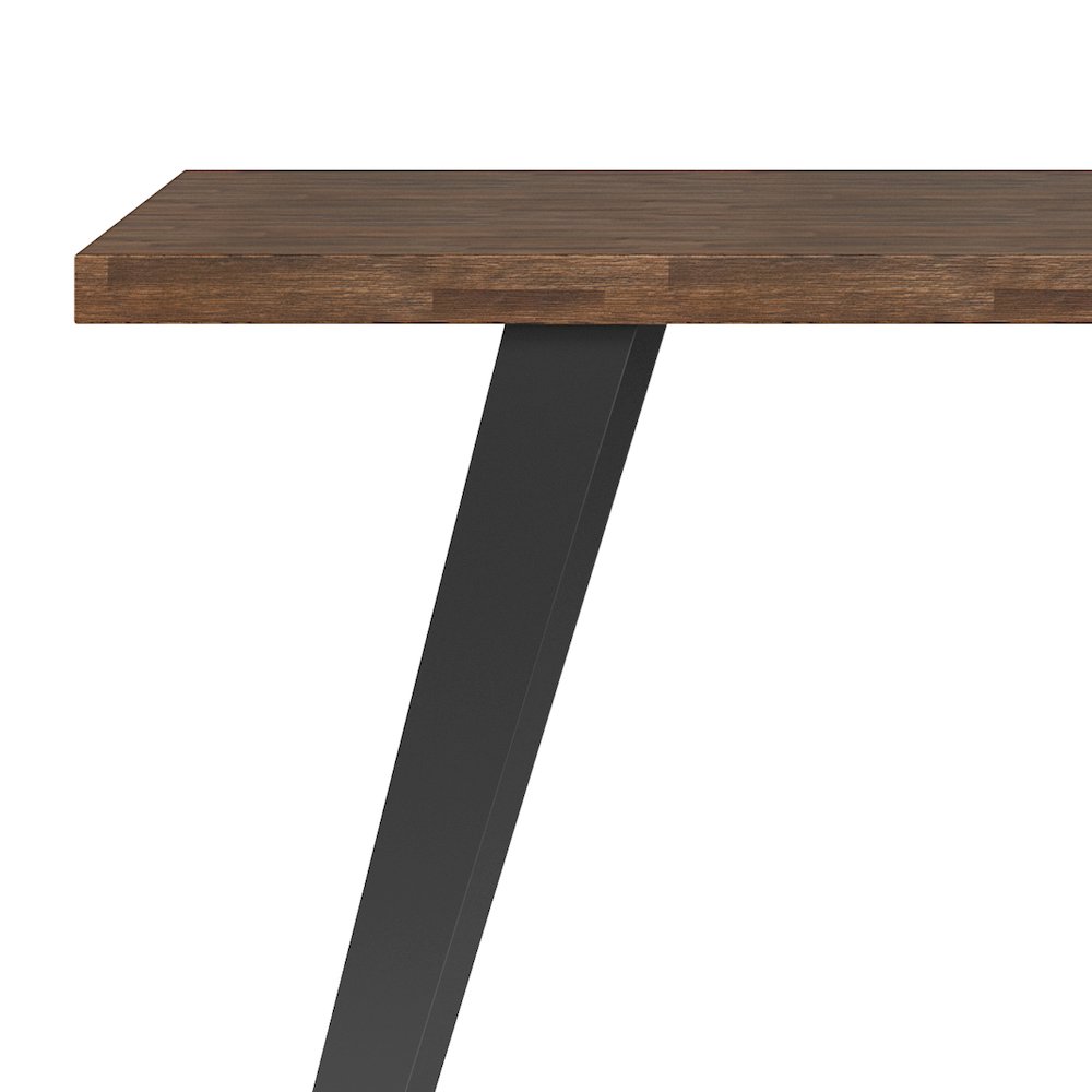 Lowry Solid Acacia Wood Flat Top Desk In Rustic Natural Aged Brown. Picture 4