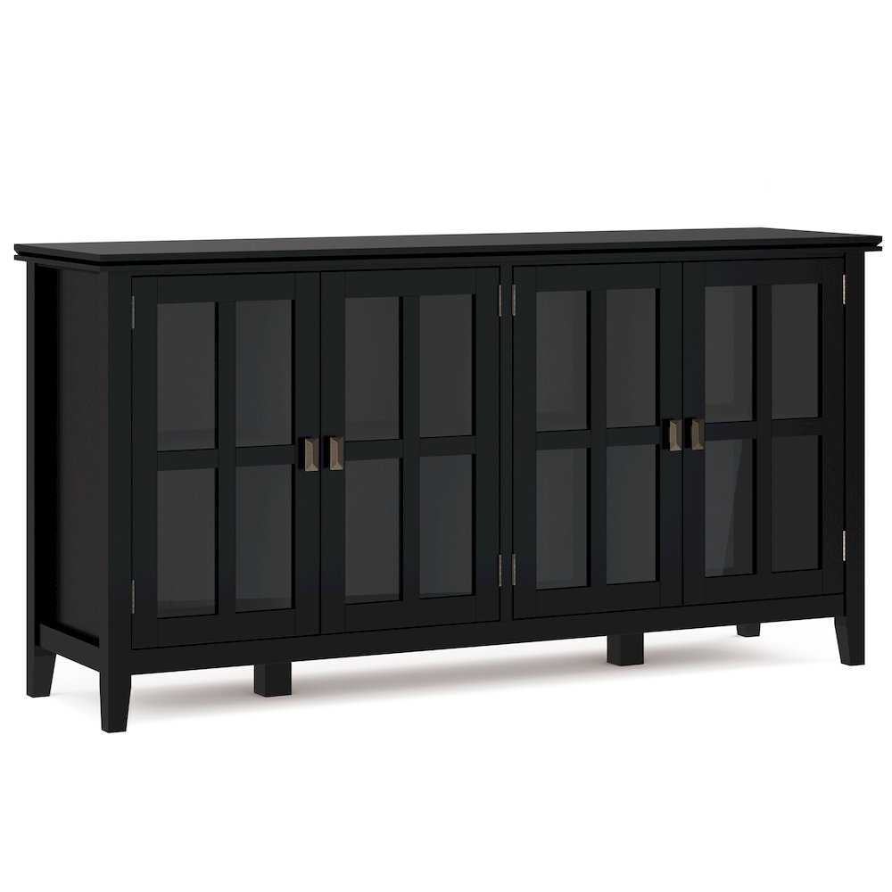 Artisan Solid Wood Wide 4 Door Storage Cabinet In Black. Picture 1