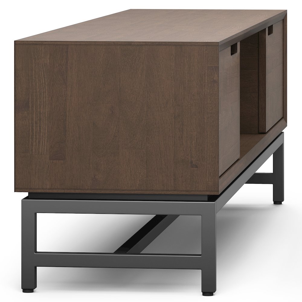 72 Inch Low Tv Stand In Walnut Brown For Tvs Up To 80 Inches. Picture 2