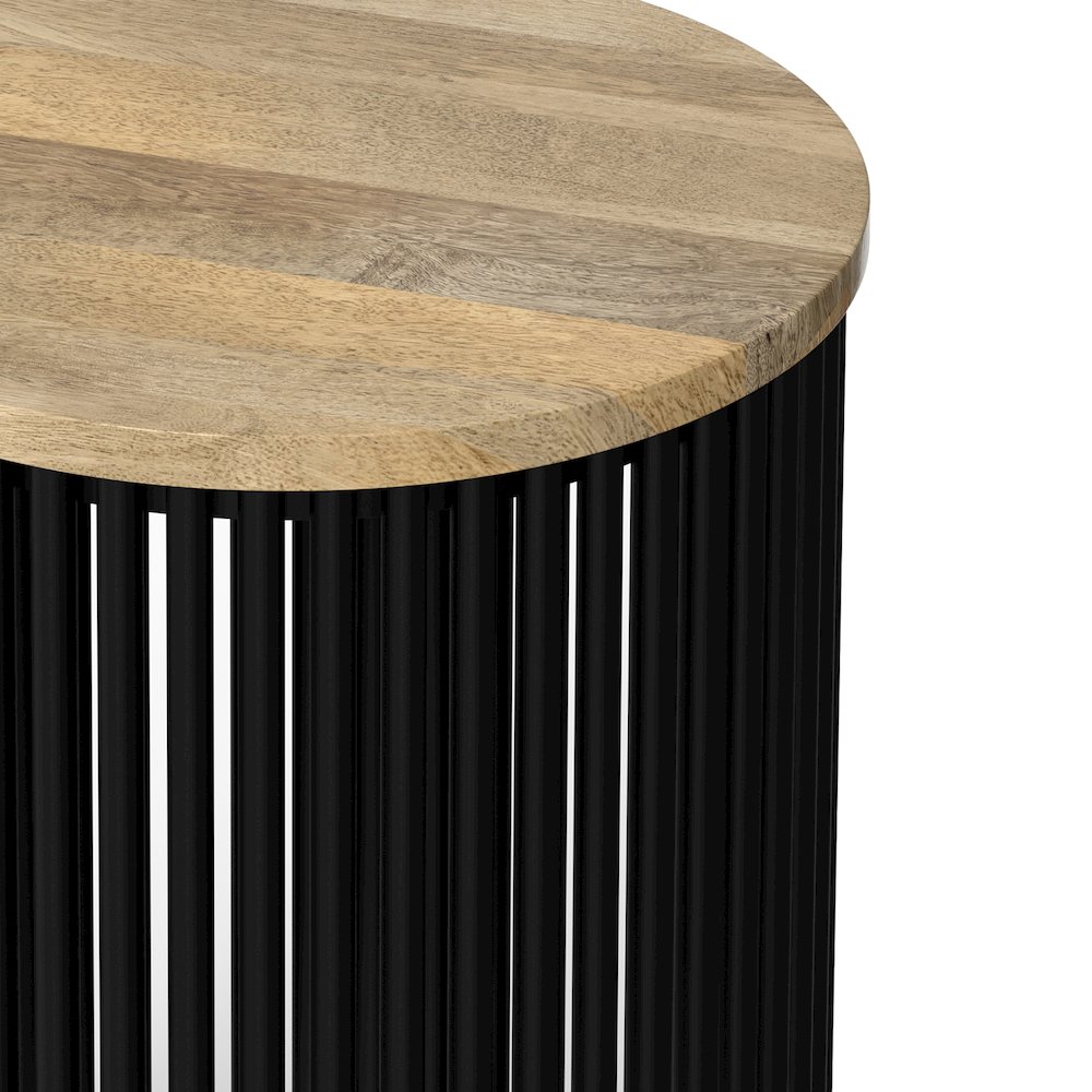 20 inch Wide Solid Mango/Metal Tall Industrial Side Table in Natura/Black. Picture 6