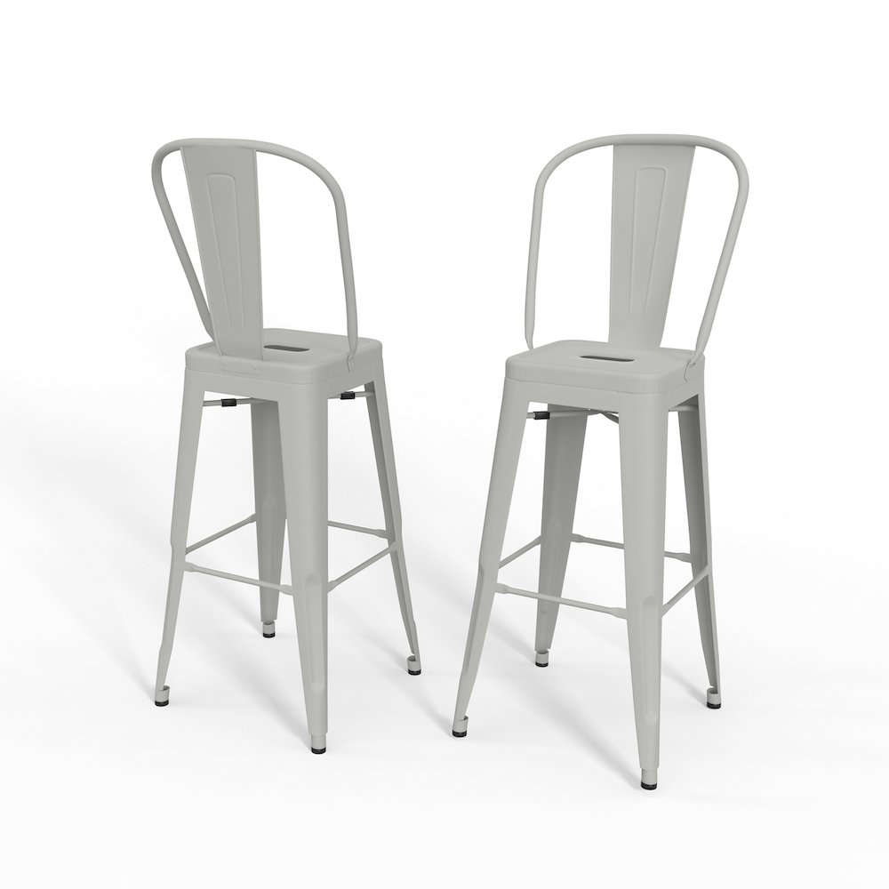 Fletcher 30 Inch Metal Bar Stool (Set Of 2) In White. Picture 1