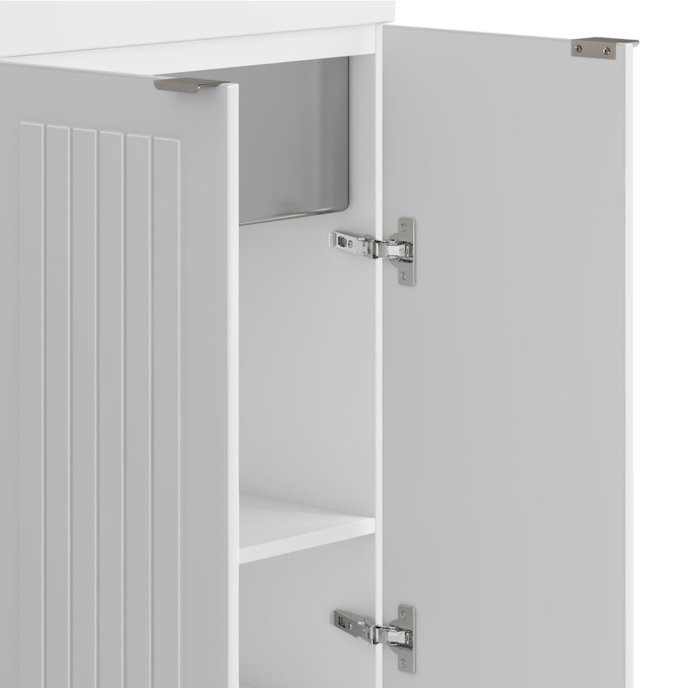 Murphy 24 Inch Laundry Cabinet With Faucet And Stainless Steel Sink In White. Picture 4