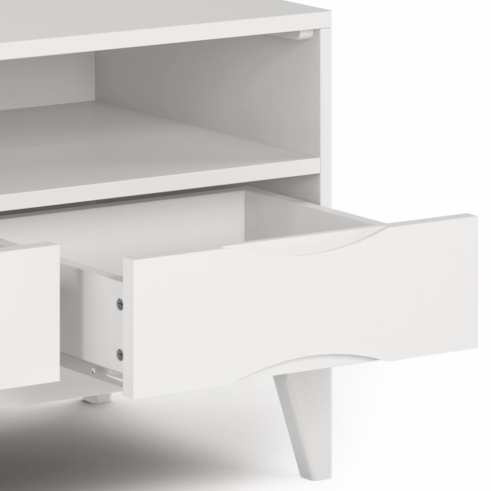 Harper Solid Hardwood Tv Media Stand In White For Tvs Up To 65 Inches. Picture 4