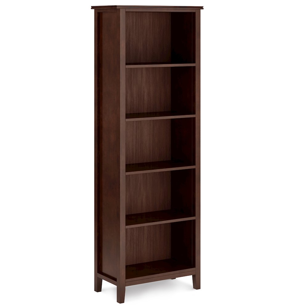 Artisan Solid Wood 5 Shelf Bookcase In Russet Brown. Picture 1