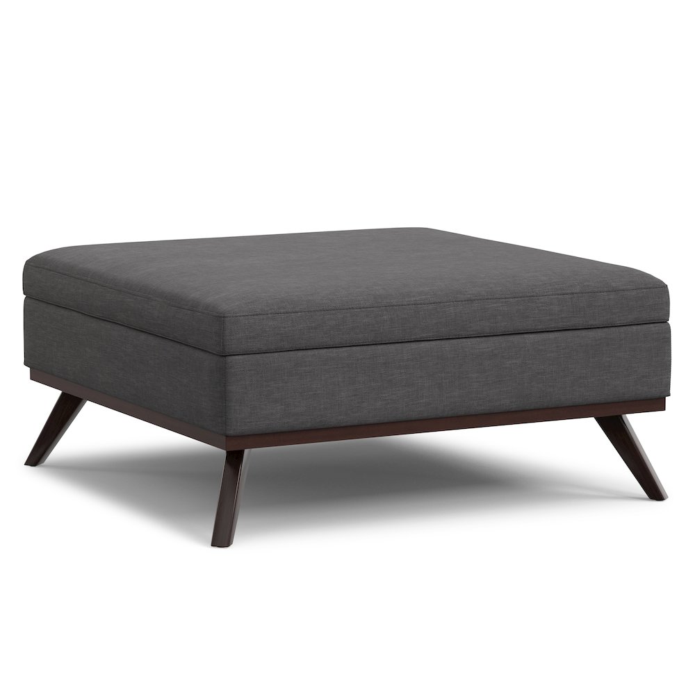40 inch Wide Mid Century Modern Square XL Coffee Table Storage Ottoman. Picture 1