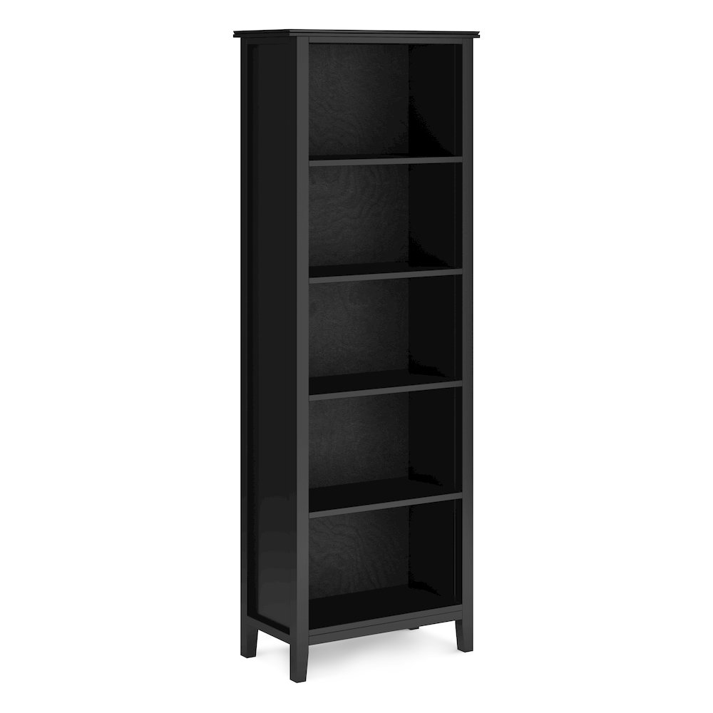 72"W TV Stand with Two 26"W 5 Shelf Bookcases in Black (Set of 3). Picture 3