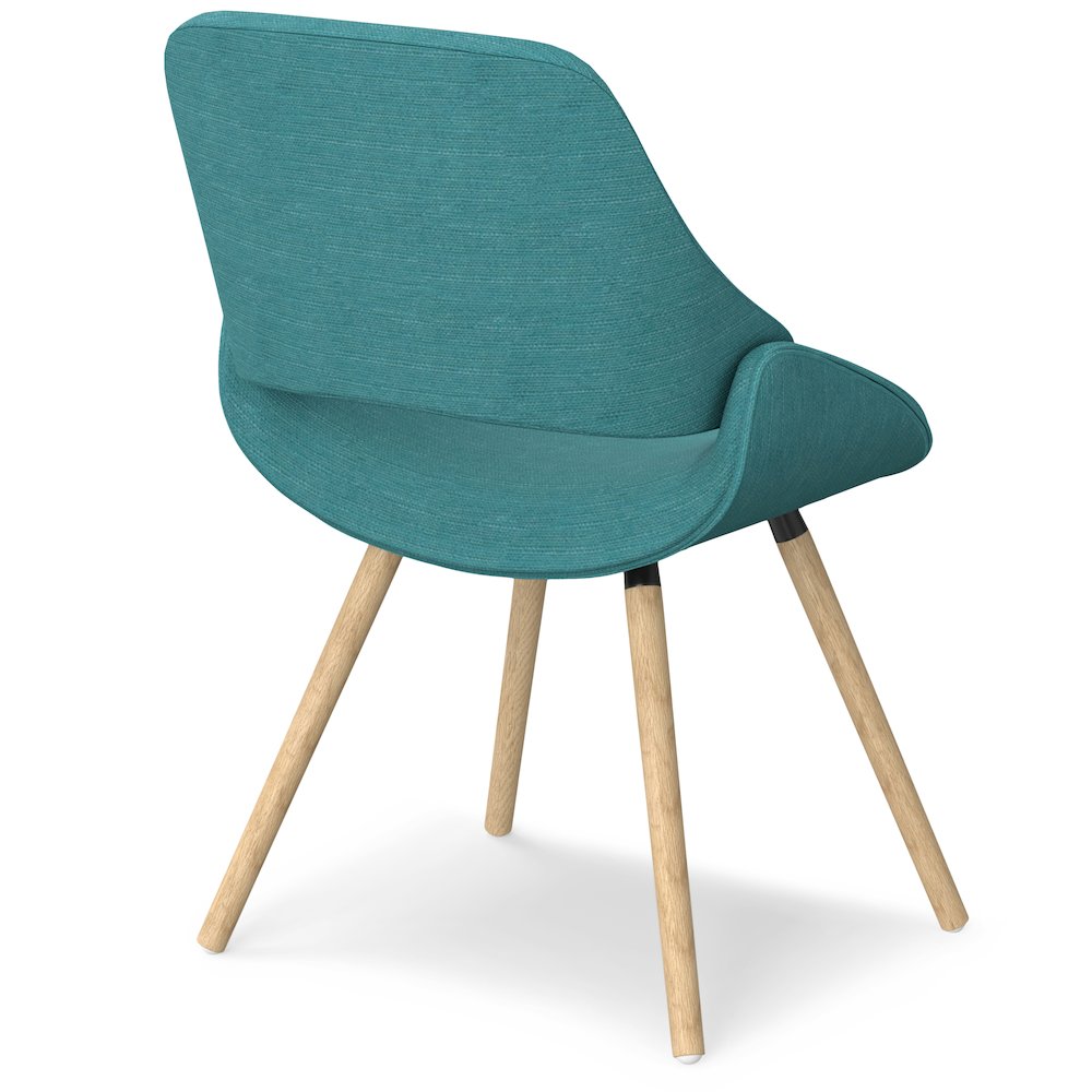Malden Bentwood Dining Chair With Light Wood In Turquoise Blue Linen Look Fabric. Picture 3