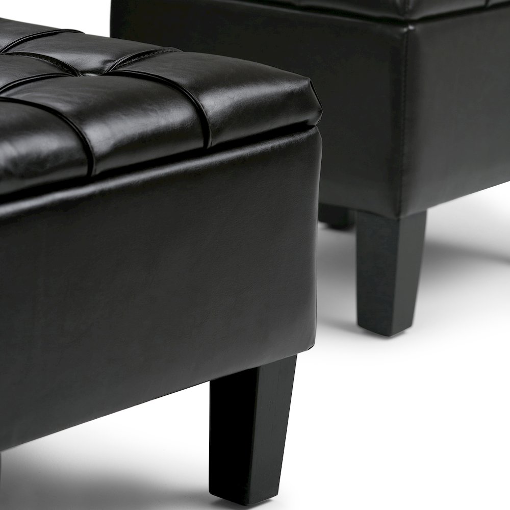 Dover 3 Piece Storage Ottoman In Tanners Brown Vegan Faux Leather. Picture 3