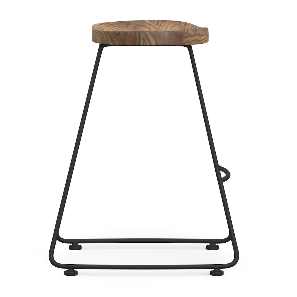 24 Inch Saddle Counter Height Stool (Set Of 2) In Natural/Black. Picture 3