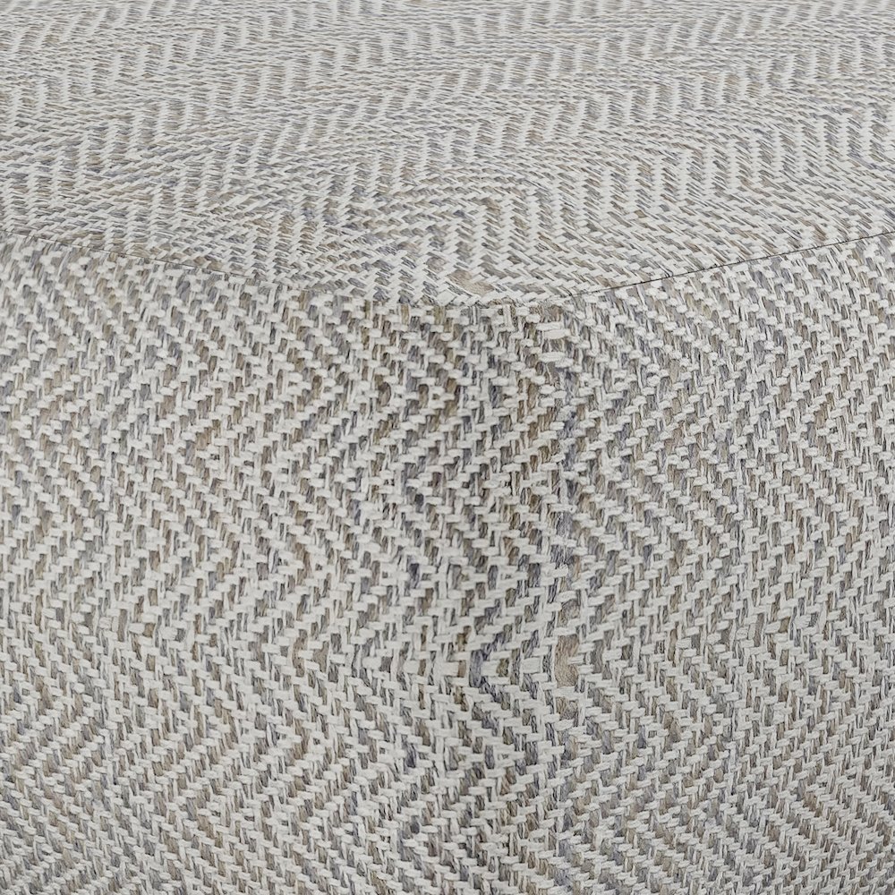 Nate Square Pouf In Patterned Grey Melange Cotton. Picture 2